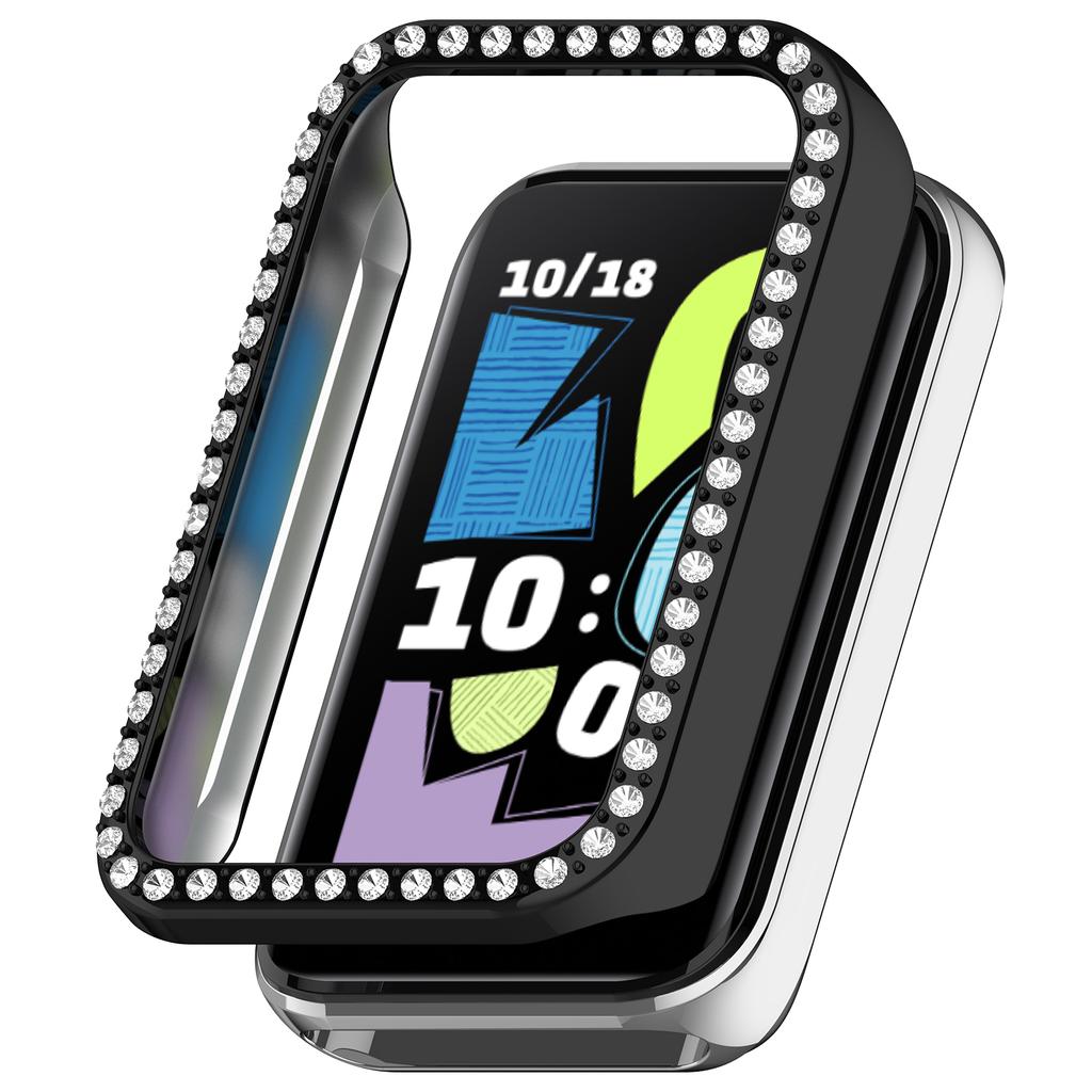 For Honor Band 10 Watch Case Rhinestone Decor Hollow Electroplating PC Watch Cover