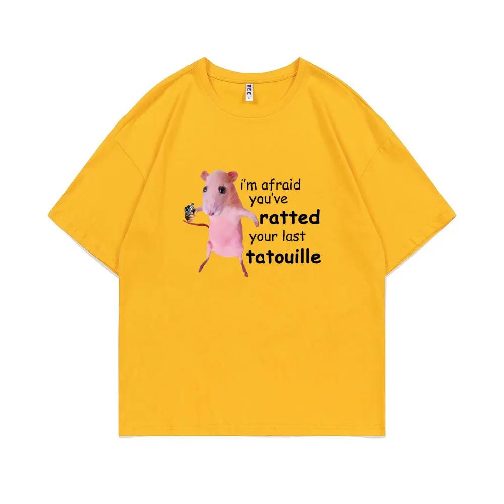 I'm Afraid You've Ratted Your Last Tatouille Graphic T-shirt Funny Pink Rat Print T Shirts Man Woman Fashion Oversized Tshirt