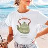 Cute Teapot Printed Women's T-Shirt Summer Casual Fun Cartoon Pattern 90s Women's Basic Style Casual Style New Popular T-Shirt