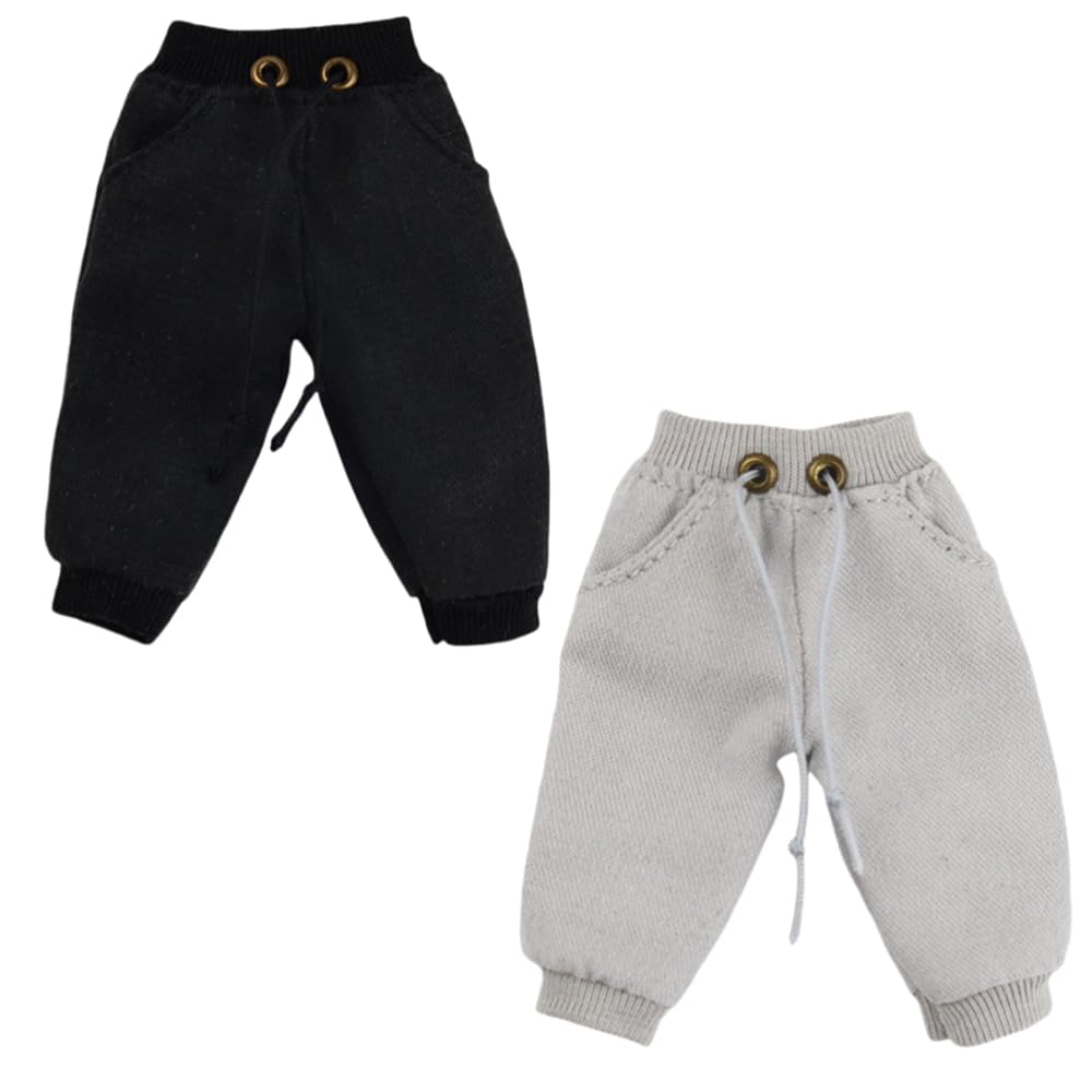 Obitsu 11 OB11 Size Outfit: Sweatpants and Jersey Bottoms for Obitsu Doll 11cm Body, Single Item, 4 Colors (Black + Gray)