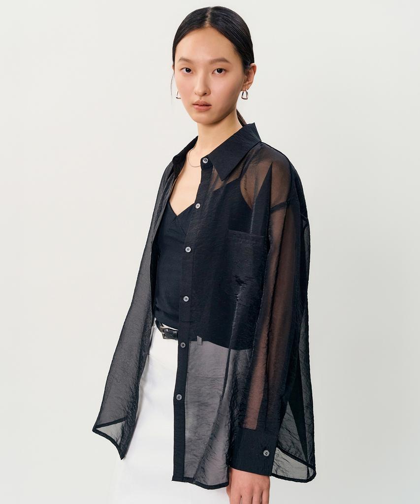 Meibeoyu Deia Cross Blouse _ Black