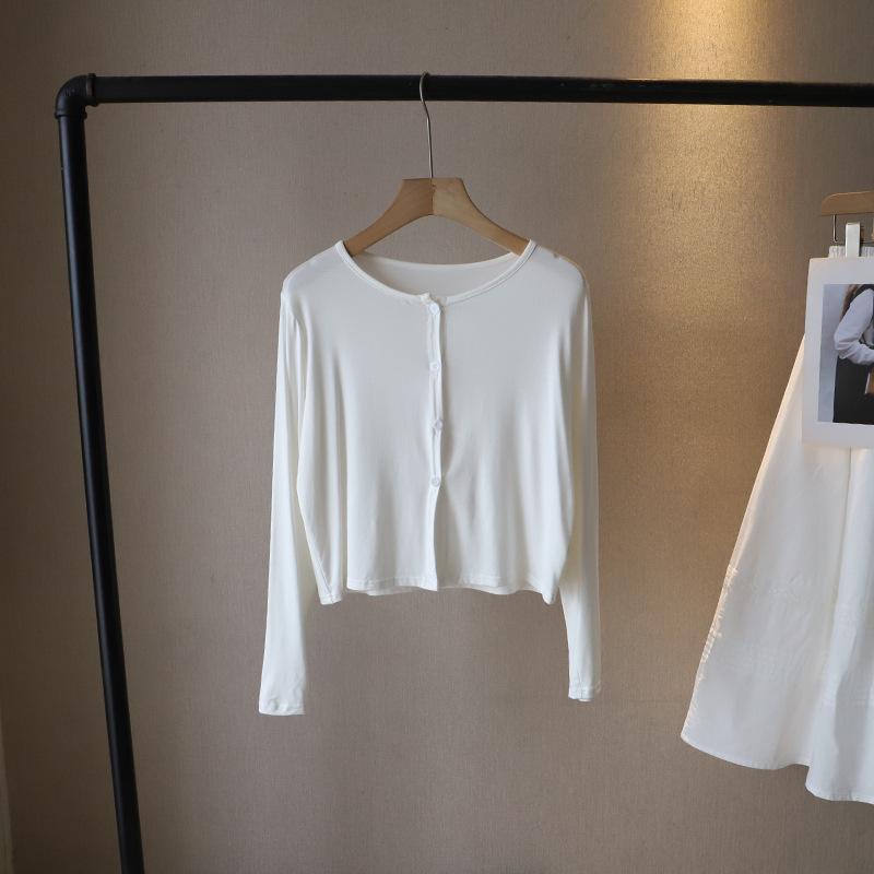 

Весна 2025 Корейский стиль Простой кардиган-шаль с круглым вырезом Накидка Футболка Женская 3471 One Size белый