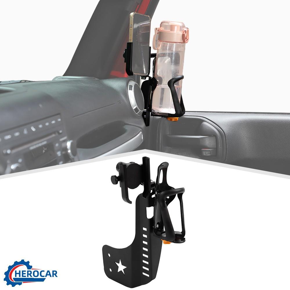 Co-pilot Door CUP & PHONE Holder Mount Rack Bracket For Jeep Wrangler JK 2011-18