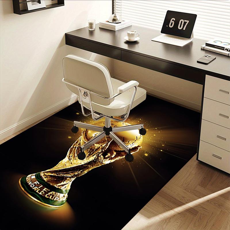 Tapete de Cadeira para Escritório com Troféu da Copa do Mundo FIFA, Tapete Grande para Decoração de Casa, Ideia de Presente para Fãs de Futebol, Adequado para Quarto, Sala de Estar