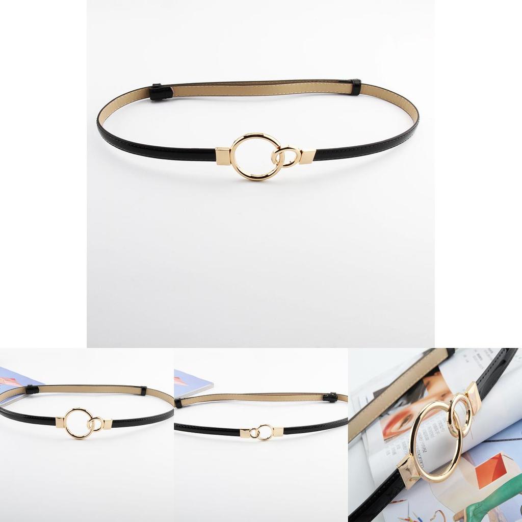 Simple Solid Color Ring Buckle Decoration Women Slim Waist Belt For Casual Looks