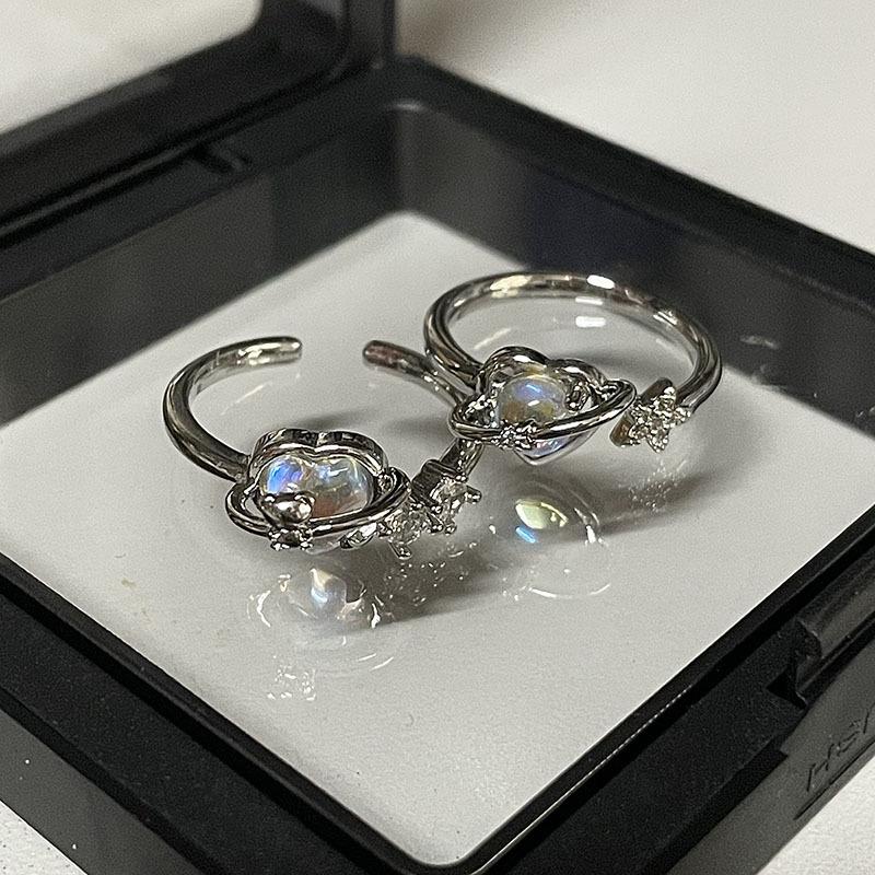 Niche Design Sense, Bear Love, Moonstone Opening, Simple And Advanced Sense, Personalized Index Finger Ring, Female