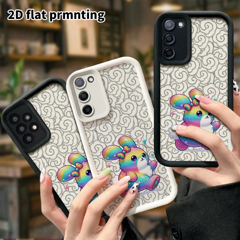 Phone Case: 2D Flat Samsung Galaxy A34 A35 M05 M06 S20 S22 S21 FE Plus 5G Protective Case, Rainbow Rabbit, Christmas and Halloween Gifts