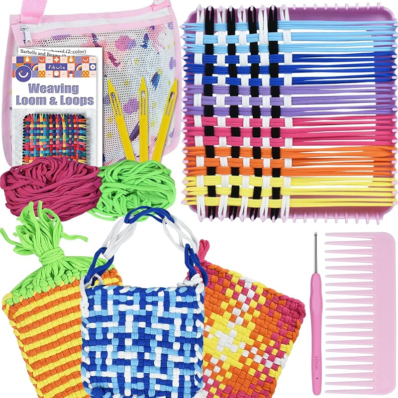 Artcome Pot Holder Weaving Loom Kit with 400 Weaving Loops of 10 Colors, Metal Crochet Hook, Shuttle, Weaving Comb, Storage Hand Bag - Potholder Loom