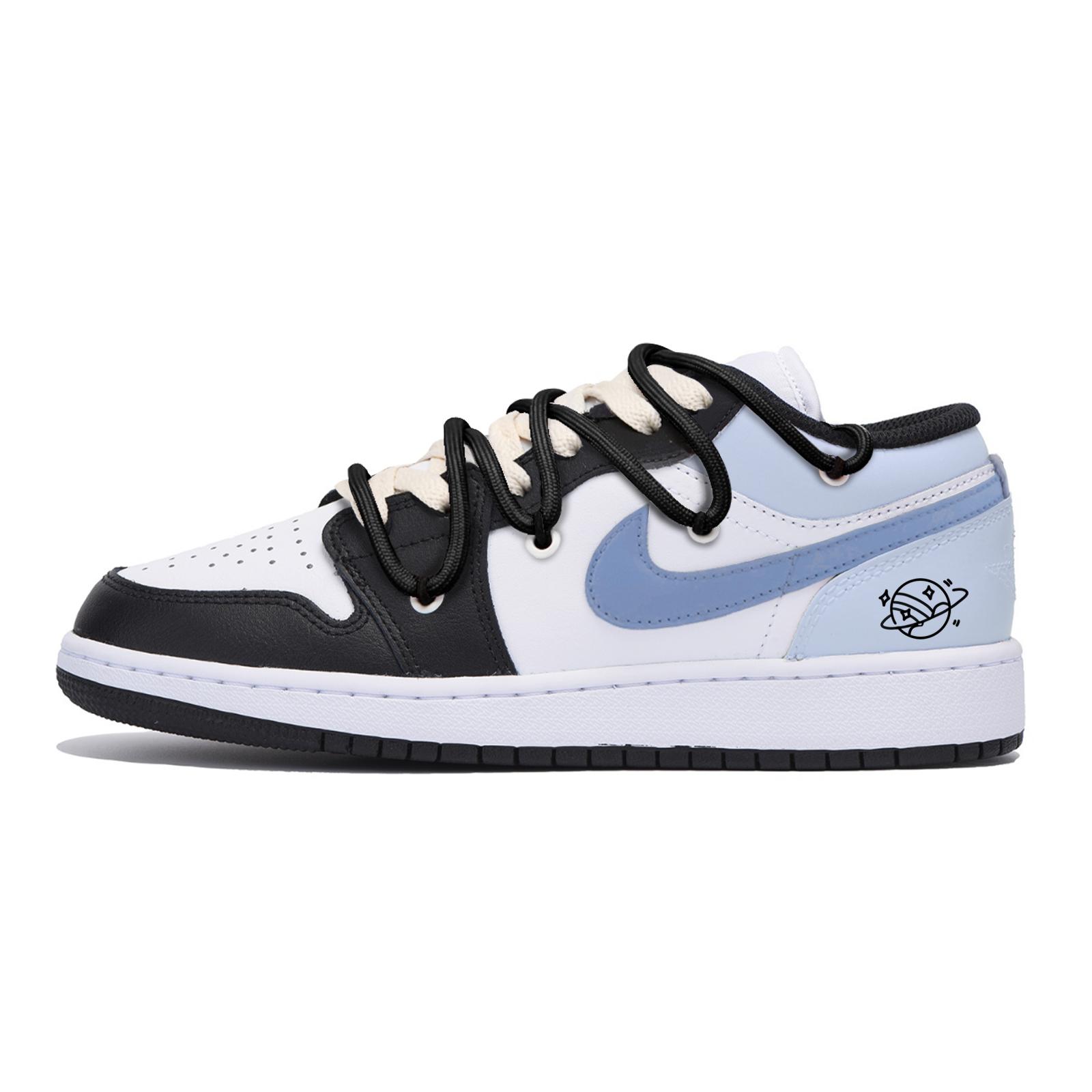 

Jordan Air Jordan 1 Puppy Fragment Slip Resistant Abrasion Resistant Low top Vintage Basketball Shoes Men s Black Blue 553558-131(Team85-) 44