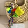 Starfish Bag Pendant Cute Leopard Bear Rainbow Leather Decorative Keychain Fashion Braided Rope Bag Gift All-purpose Accessory