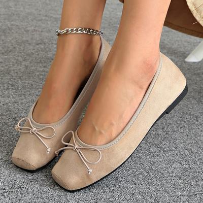 Damen Wildleder Slipper Bequeme Herbst-Flats mit Schleifen-Detail Niedriger Schnitt Slipper
