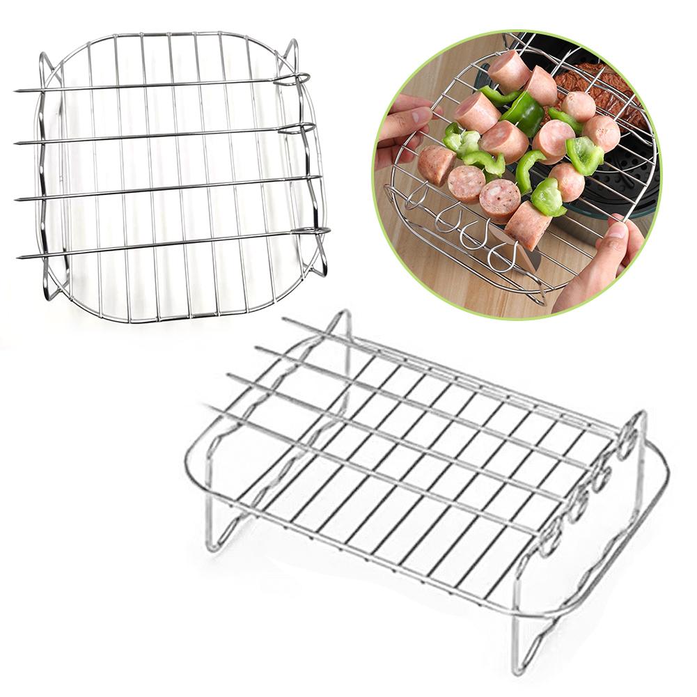 Air Fryer Edelstahl-Rack-Tablett & Dampfgestelle Air Fryer Werkzeuge Backform BBQ Grill Backen Herd Zubehör Kochutensilien