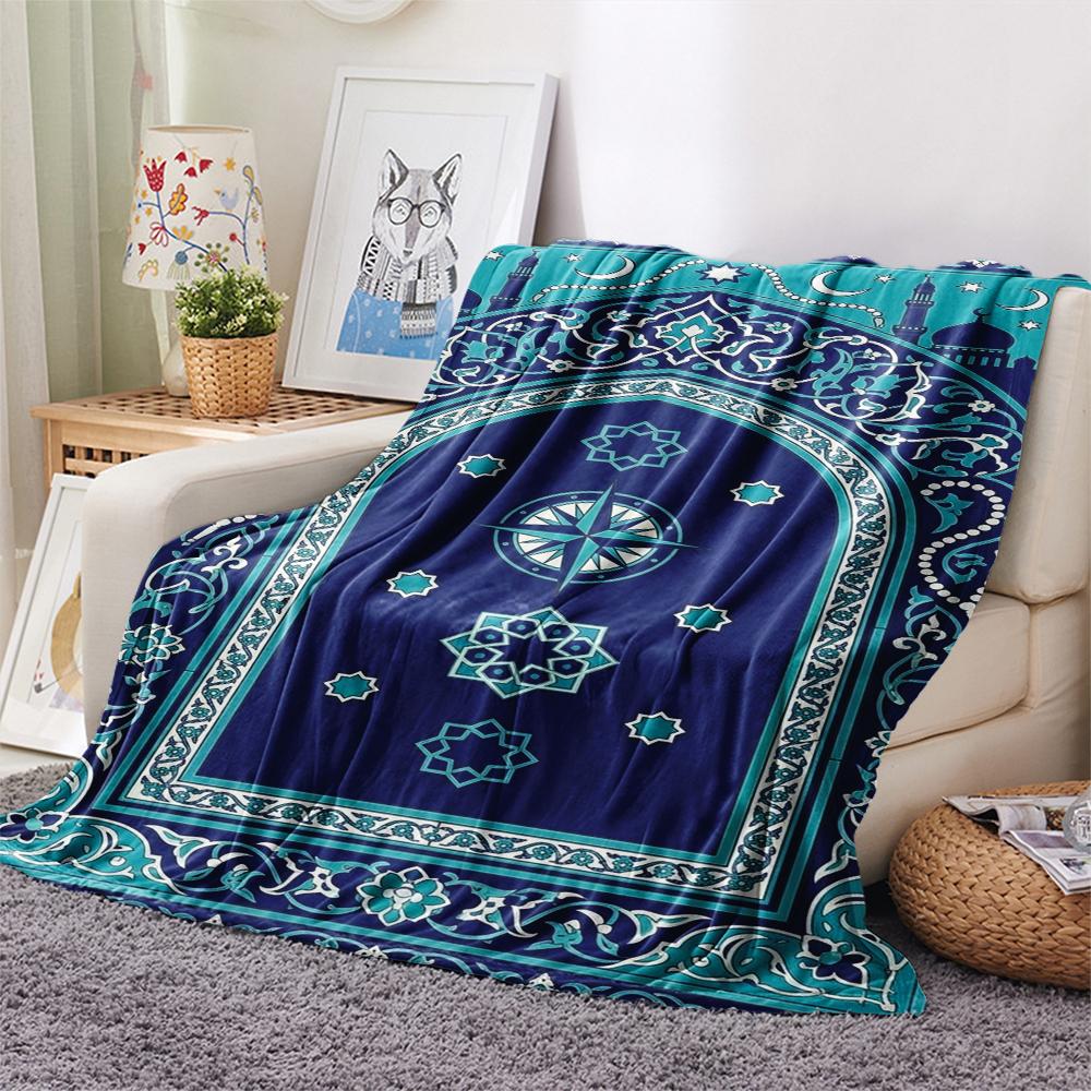 1Pc Muslim Print Flannel Blanket, High Quality Comfortable for All Seasons, Home Decor, Warmth and Comfort, Perfect for Christmas Gifts W127