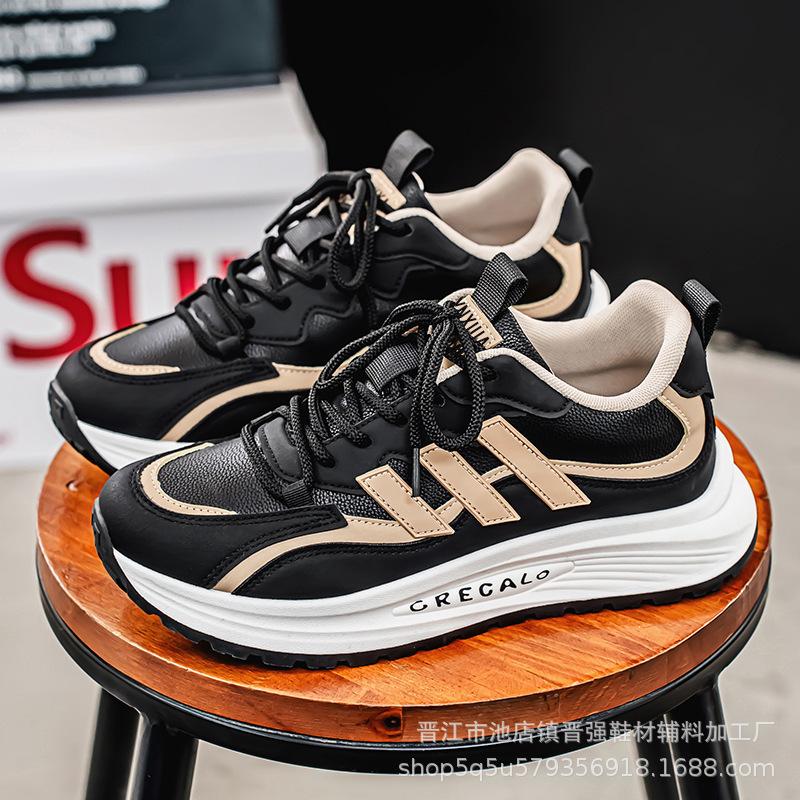 

Light luxury trendy shoes, high-quality men s shoes, high-end waterproof leather thick-soled sports running casual shoes, three-bar Forrest Gump shoes 44