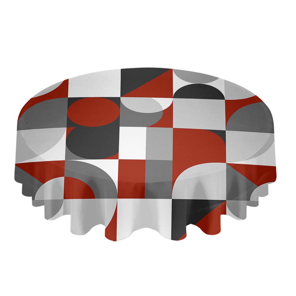 Nordic Retro Medieval Geometric Abstract Round Tablecloth Waterproof Table Cover For Wedding Party Decor Dining Table Cover