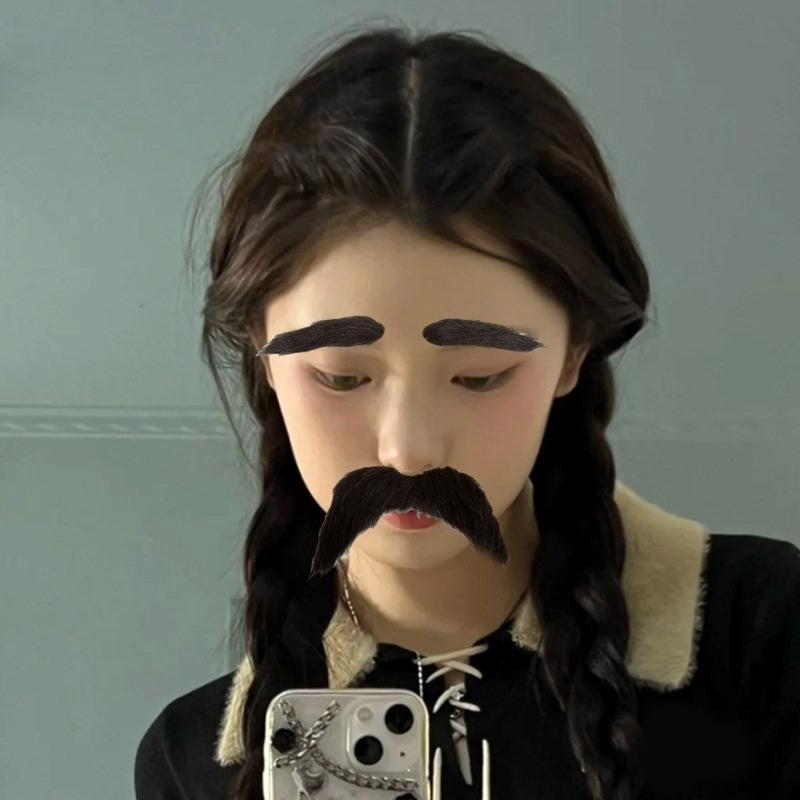 Mustaches and Eyebrows Cosplay Costume Accessories for Halloween Christmas, Self Adhesive Eyebrows and Beard Mustaches