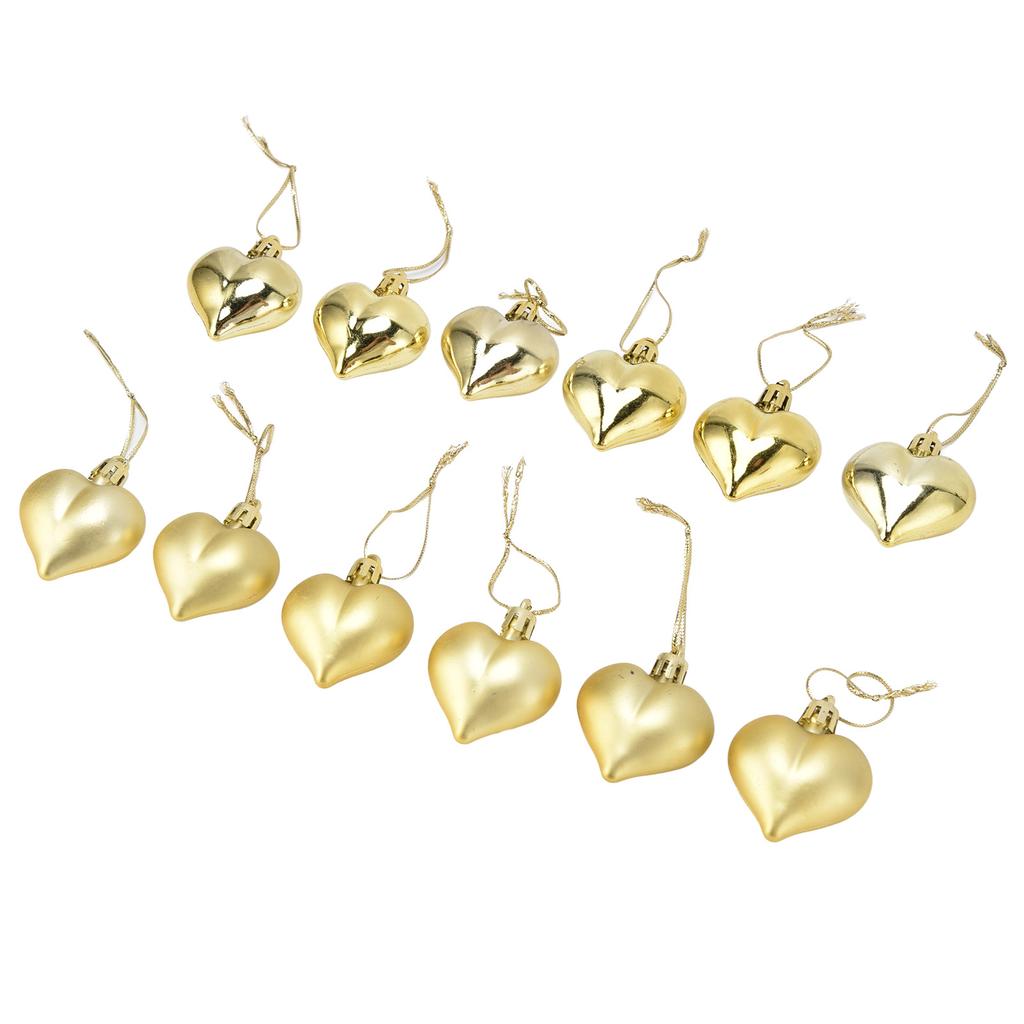12pcs Christmas Ornament Heart Shape PVC Christmas Tree Hanging Decorations for Valentine"s Day
