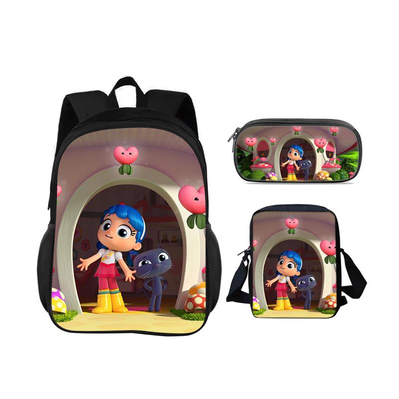 True and the Rainbow Kingdom backpack, pencil case, shoulder bag, 3Pcs set, cartoon print, kindergarten, children and students