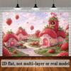 2D Magical Strawberry Houses & Hearts Photography Background