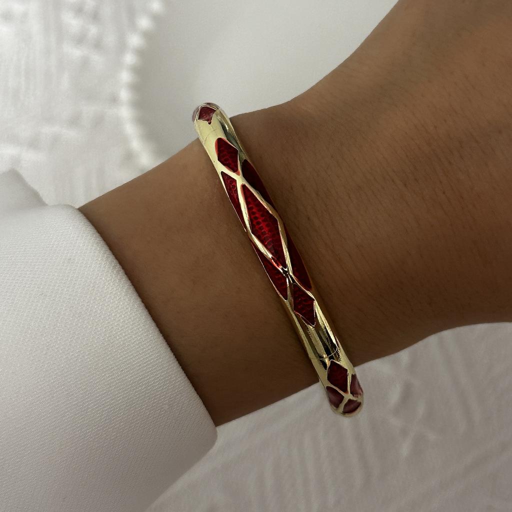 Boho Ethnic Style Multicolor Enamel Flower Zircon Bracelet For Women Gold Color Luxury Leaf Metal Texture Bangle Party Jewelry