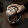 Wabi Sabi Style Ceramic Incense Furnace Handmade Lotus Coarse Pottery Pan Incense Burner Antique Incense Ceremony Decoration