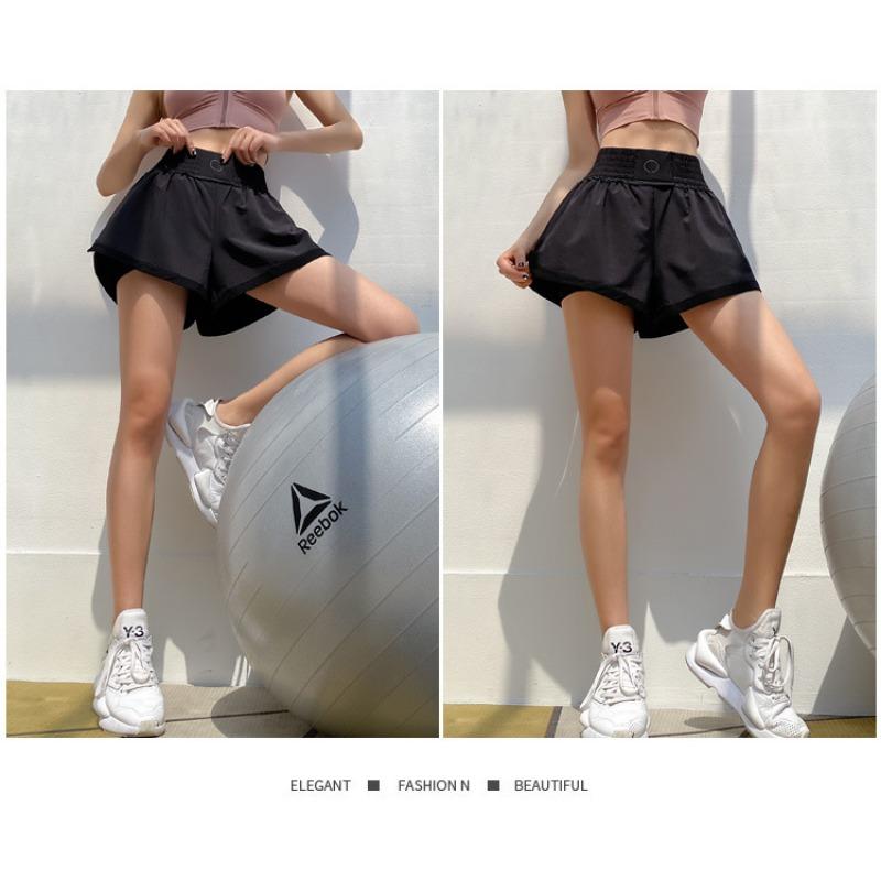 Sports Shorts Women Loose Training Running Fake Two Anti-slip Wearing High-waisted Yoga Culottes