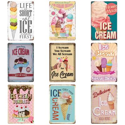 1pc, Retro Ice Cream Metal Sign Life Is Like Ice Cream, Enjoy It Before It Melts Vintage Wall Decor for Cafe Bar Home 8x12 Inch