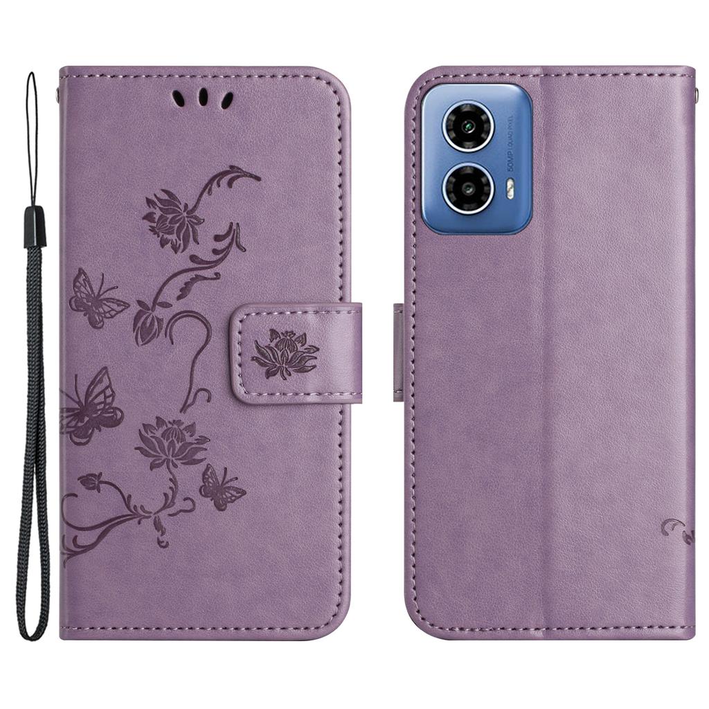 For Motorola Moto E14 4G/G04 4G/G04s 4G/G24 4G Wallet Case Butterfly Flower Leather Flip Phone Cover