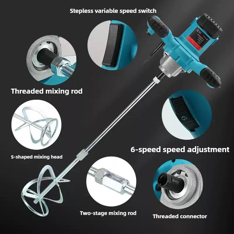 Multifunctional Handheld Electric Mixer Portable Concrete Mixer for Paint & Lime & Cement Industrial Grade Steering Wheel Mixer