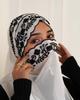 Embroidery Lace Chiffon Hijabs For Women Vine Heavy Pearl Industry Edge Long Scarf Light Scarf Headscarf Shawl Turban Ramadan