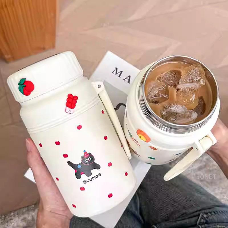 Söta Djur Termosflaska För Varma och Kalla Drycker Vakuumflaska Termisk Med Te-sil Utomhus Stor Fitness Resa Camping