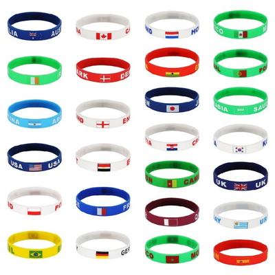 10 STUKS/Partij Stijlvolle 2026 Voetbal Evenement Siliconen Polsbandjes Met Levendige Nationale Kleuren Voor Sportliefhebbers