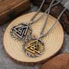 Vintage Retro Valknut Viking Icon Dragon Round Pendant Necklace Chain Unisex Men Women Fashion Gothic Amulet Talisman Jewelry Party Gift