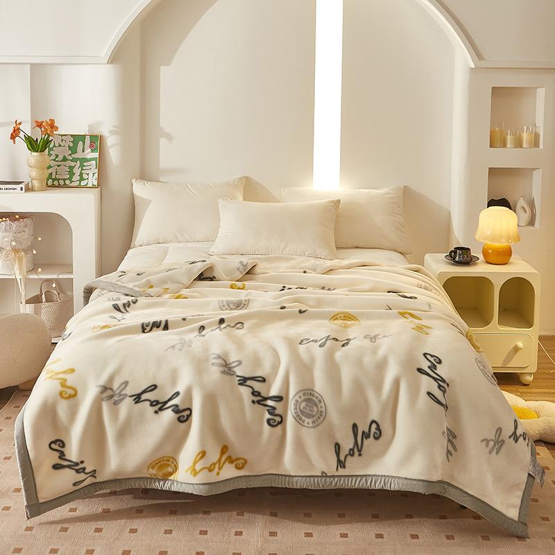 Double-Layer Thickened Fleece Blanket for Single or Double Use Autumn/Winter Cover Blanket