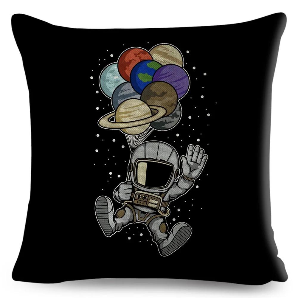 Cartoon Astronaut Sports Cushion Sofa Home Decoration Kids Room Planet Music Pillowcase