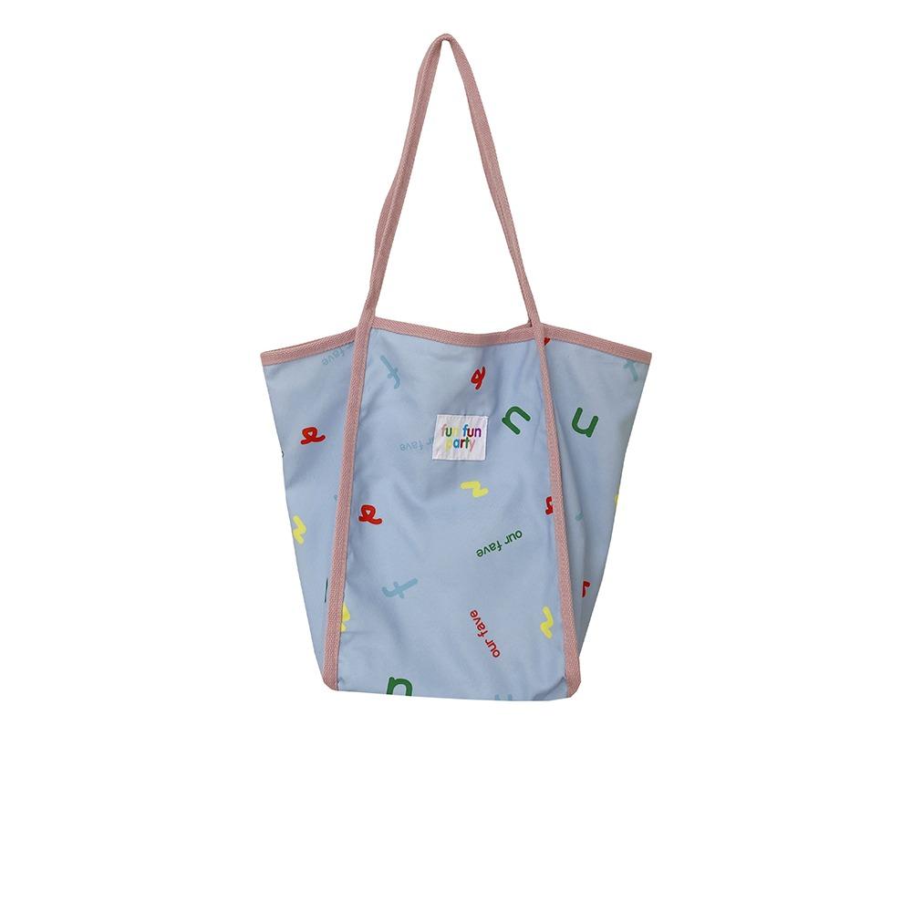 

Letter Chic Hobo Bag Lightweight Dopamine Color Basket Bag Grocery Bag Cartoon Shopping Bag Unisex синий