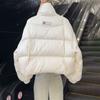 Winter Women's Coat Female Short Korean Style Design Loose Stand-Up Collar Long Sleeves Thick Warm Cotton-Padded Jacket Women