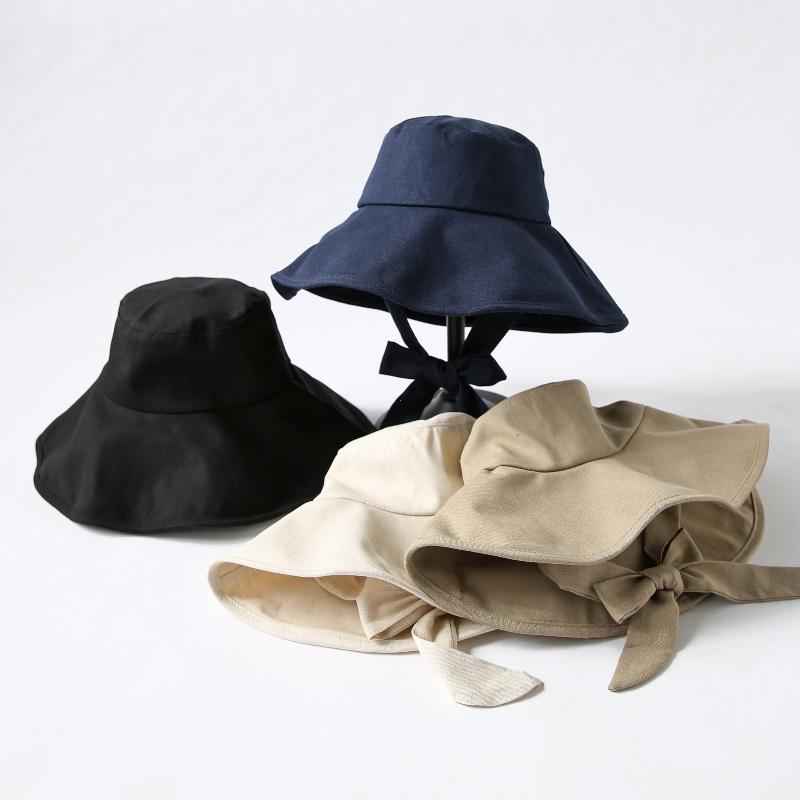 Nuovo Estivo Primavera Cappello a Secchiello con Laccio alla Giapponese da Donna Stile Coreano a Tesa Larga Pieghevole UV Cotone Lino Spiaggia Cinturino Cappello da Sole