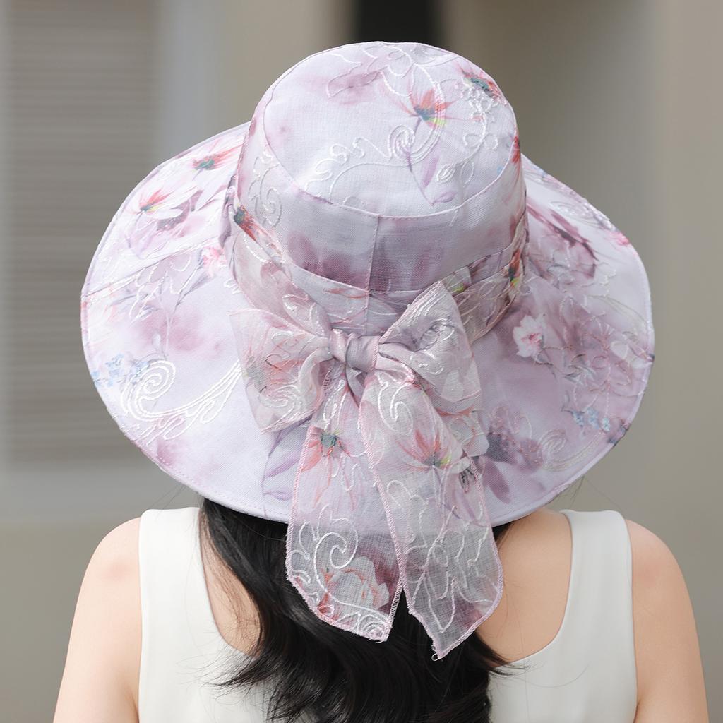 Spring and Summer New Organza Elegant Bucket Hat Women's Fashion Versatile Sun Hat Outdoor Breathable Sun Hat