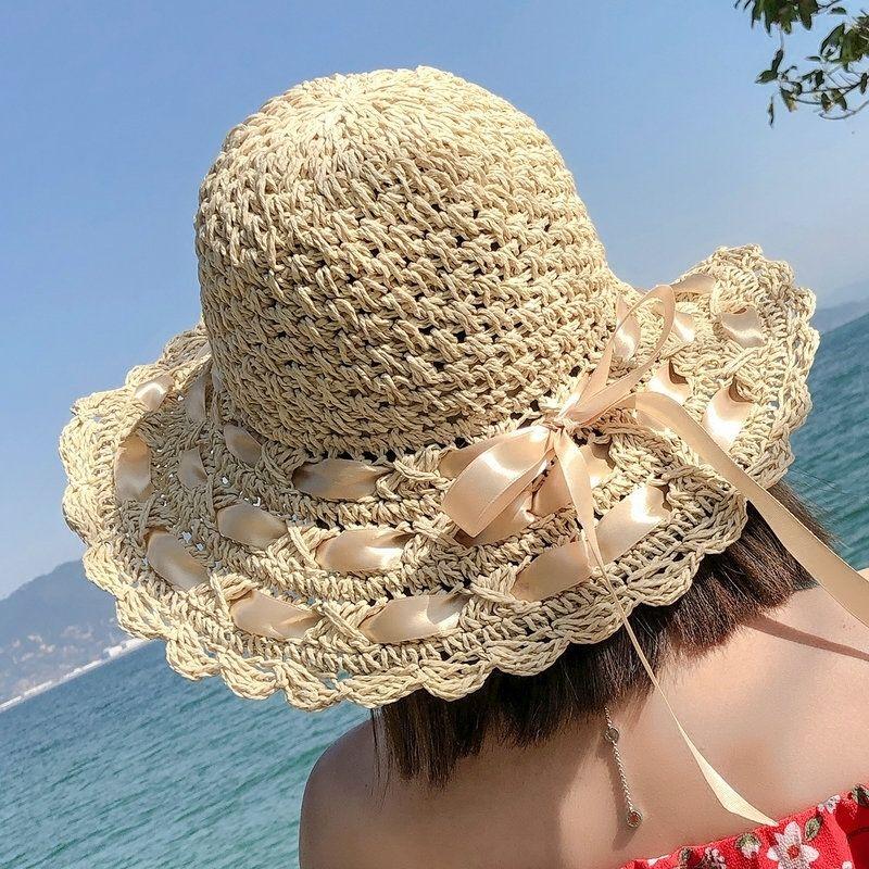 Sun Hat Girl Summer Small Fresh Beach Hat Seaside Sun Protection Sun Hat Korean Version Versatile Bohemian Cool Straw Hat