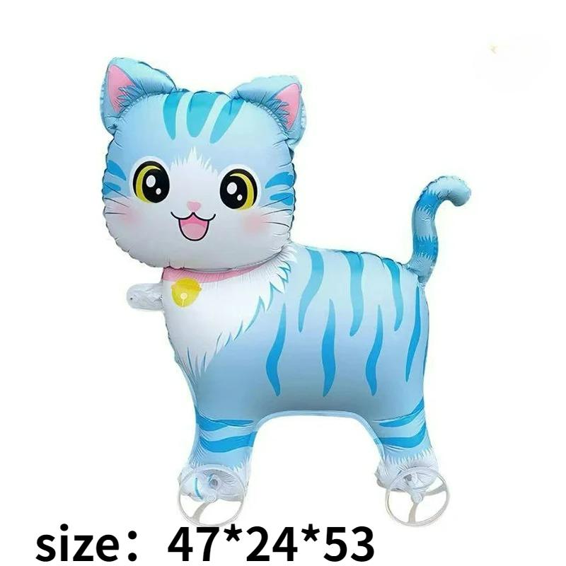 4D Dinosaur Dog Cat Standing Foil Balloons Animals Walking Balloon with Wheel for Kids Birthday Party Decoration Baby Shower