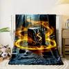 Glowing Runes and Fiery Swirls Encircle a Dark, Textured Cube. for All Seasons Blanket Lunch Break Throw Gift