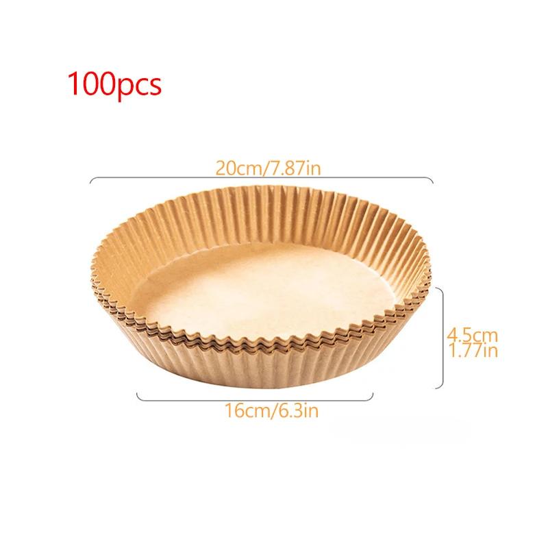 100/200PCS Air Fryer Liners 16/20CM - Food Grade Parchment Paper, Oil/Waterproof Non-Stick Basket Covers , Keep Fryer Clean