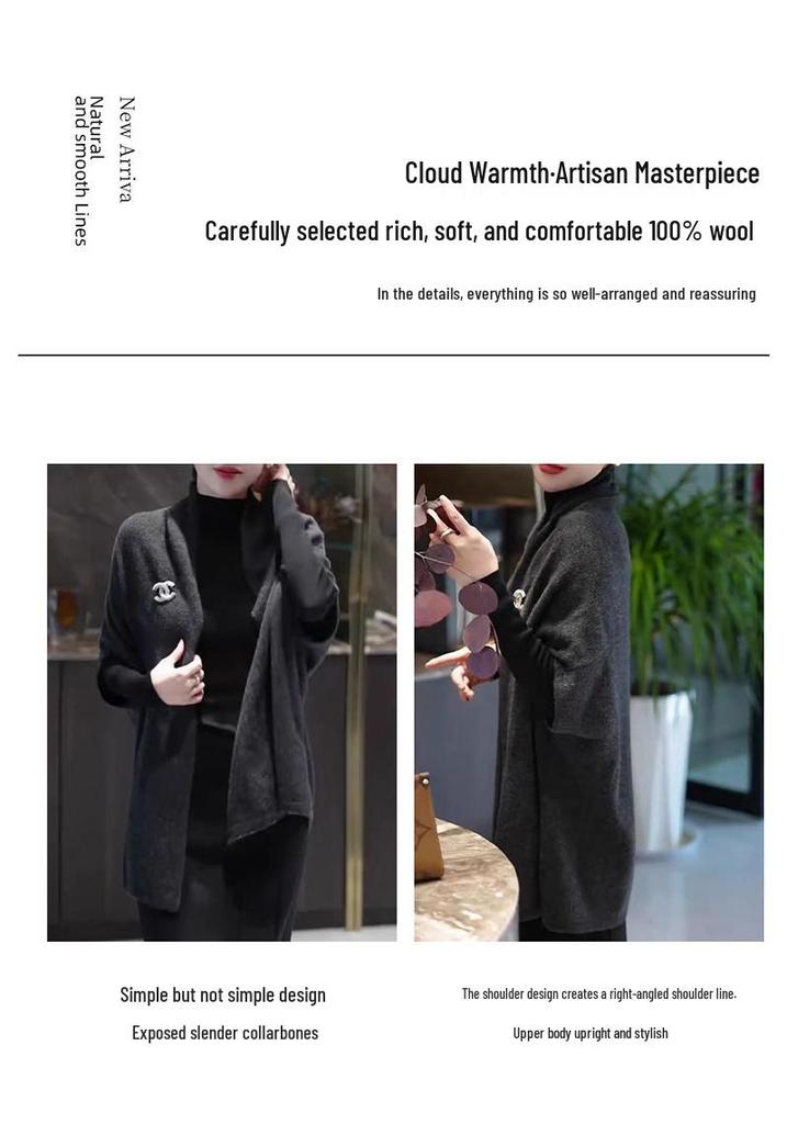 2025 New Style Women's 100% Pure Wool Shawl Cardigan – Autumn/Winter Elegant Knitwear