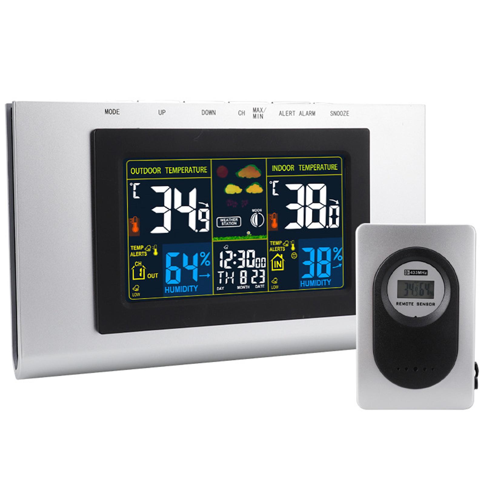 

Digital Thermometer Hygrometer Weather Station Indoor Outdoor Double Screen Multifunctional Clock for Baby Room Bedroom