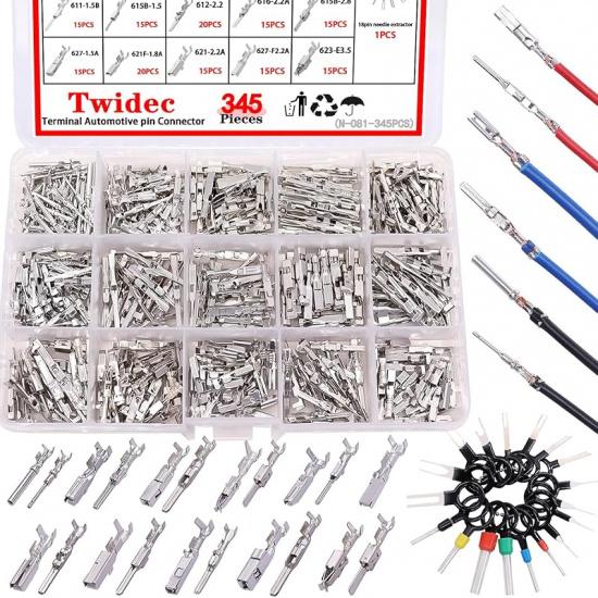 Twidec/290PCS Car Electrical Wire Terminal P Connector 1/1.5/1.8/2.2/2.8/3.5Mm 21Type Connector P Terminal Auto Electric Connector Non-Ulated Plug