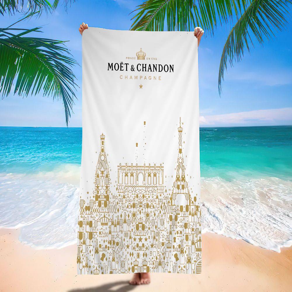Champagner Logo M-Moet C-Chandon Mikrofaser Bedrucktes Strandtuch Bergsteigen Yoga Strand Schwimmen Laufen Saugfähig Weich