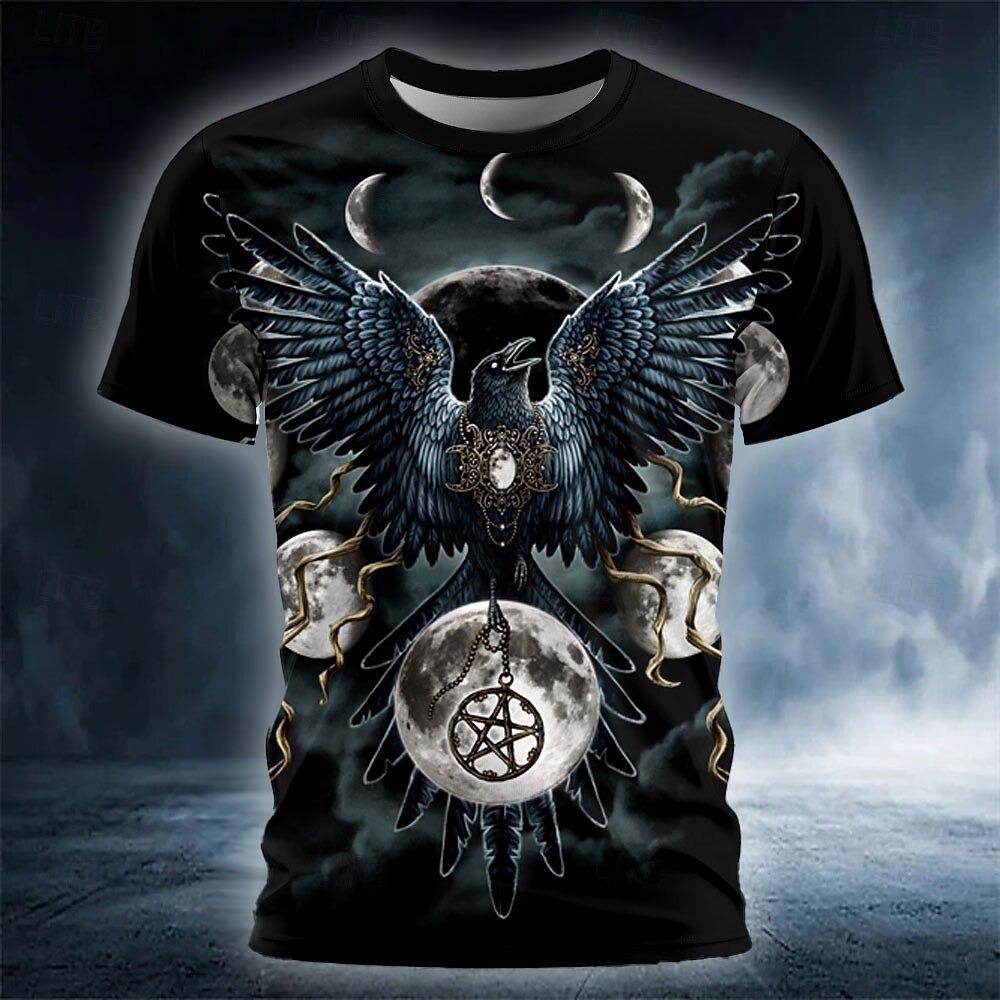 3D Bat Pattern Mysterious Totem Men's T-Shirt Summer Retro Cool Gothic Harajuku Short Sleeve Top Fashion Creative Casual Clothes