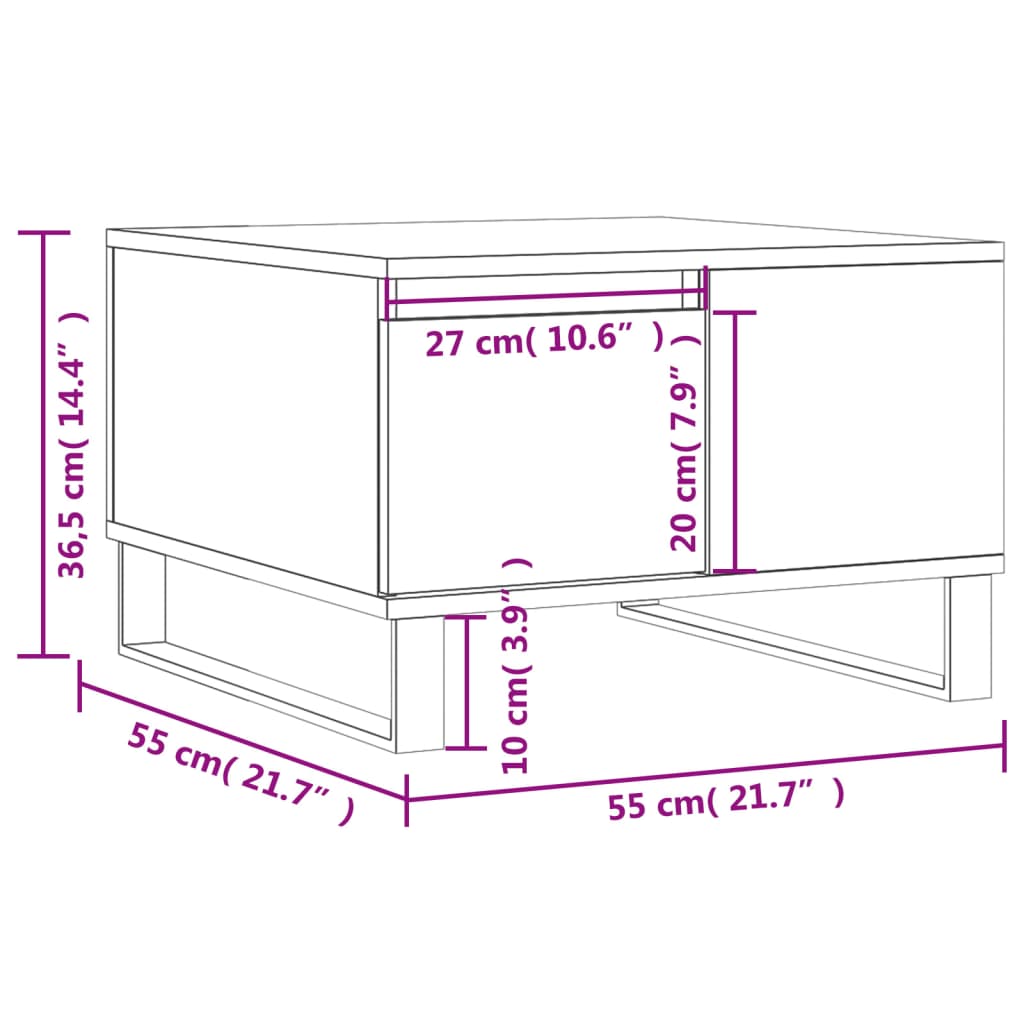 White Coffee Table 55x55x36.5 cm Particleboard