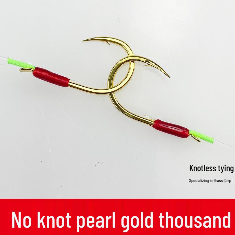 

Lightweight Double Hook Gold Bead Fishing Line with Reinforced Knot-Free Design Line 6 + Hook 14 Ise No. 10